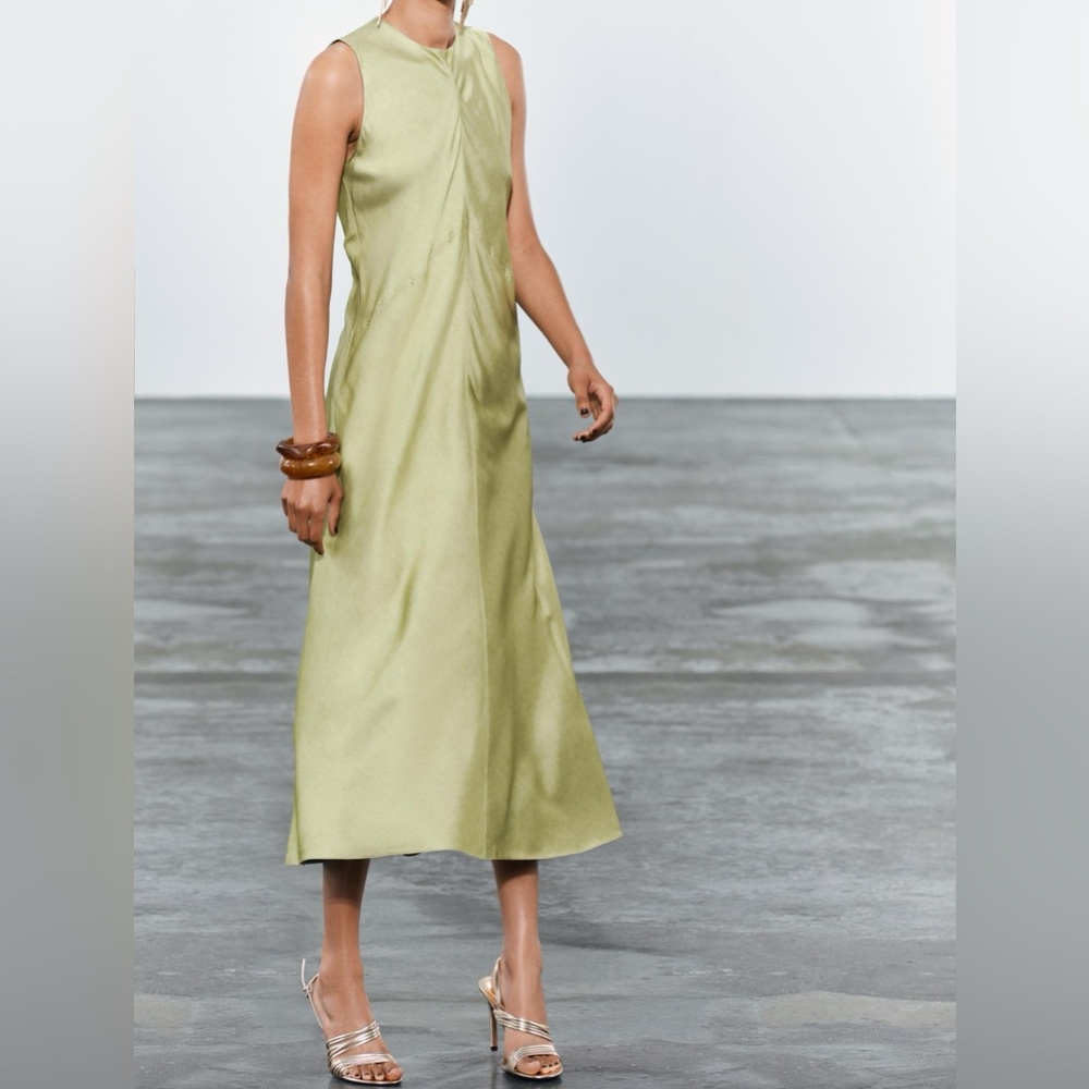 Zara - Midi Dress - Chartreuse - Small - NWT - Picture 3 of 4